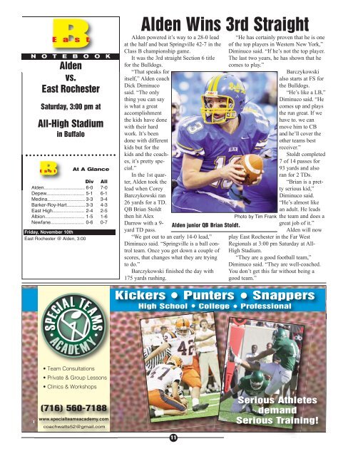 Upstate Football Weekly - New York State Sportswriters Association