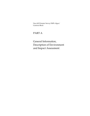 PART A General Information, Description of Environment and ... - ERM