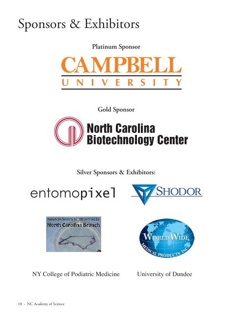 Schedule and Program - North Carolina Academy of Science