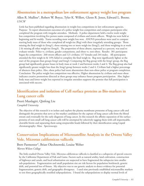 Schedule and Program - North Carolina Academy of Science