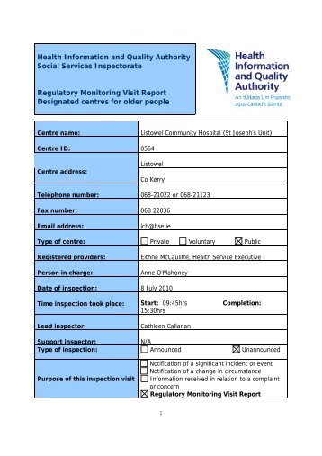 Listowel Community Hospital (St Joseph's Unit) - hiqa.ie