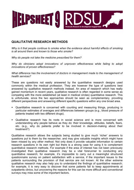 QUALITATIVE RESEARCH METHODS - Chnri