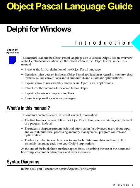 Delphi - Object Pascal Language Guide
