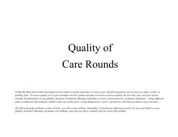 QUALITY OF CARE ROUNDS - Nursing Home Help