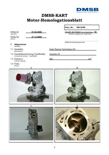 DMSB-KART Motor-Homologationsblatt