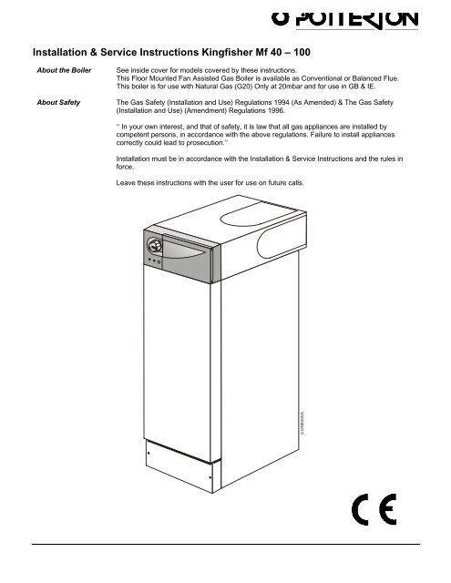 Installation & Service Instructions Kingfisher Mf 40 Ã¢Â€Â“ 100 - AC Wilgar