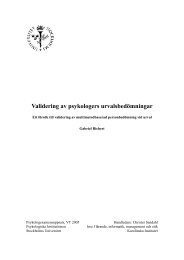Validering av psykologers urvalsbedÃƒÂ¶mningar - Stockholms universitet