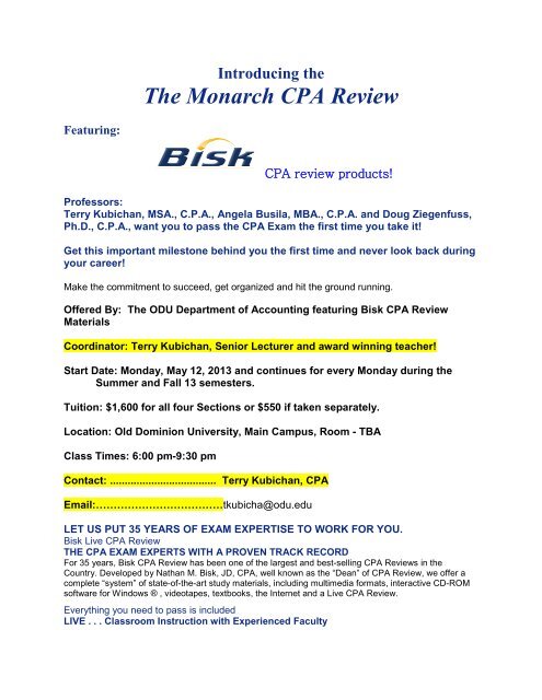 Bisk Live CPA Review - Old Dominion University