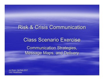 Risk & Crisis Communication Class Scenario Exercise