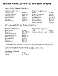 Student Media Center FY11 Line Item Budgets