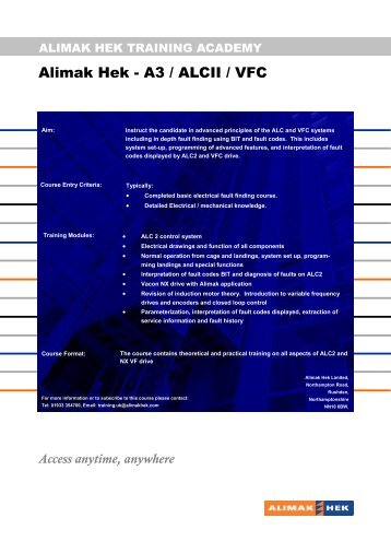 A3/ALC2/VFC Controller Operation - Alimak Hek Group AB