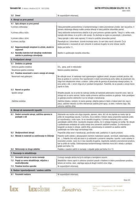 Varnostni list - Lex doo