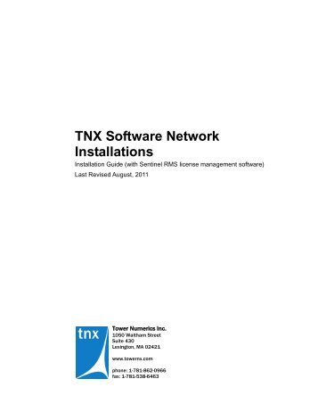 TNX Software Network Installations - Tower Numerics