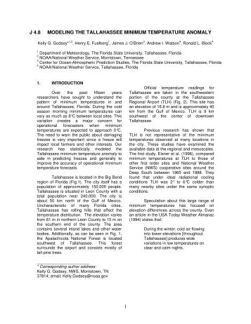1 j 4.8 modeling the tallahassee minimum temperature anomaly