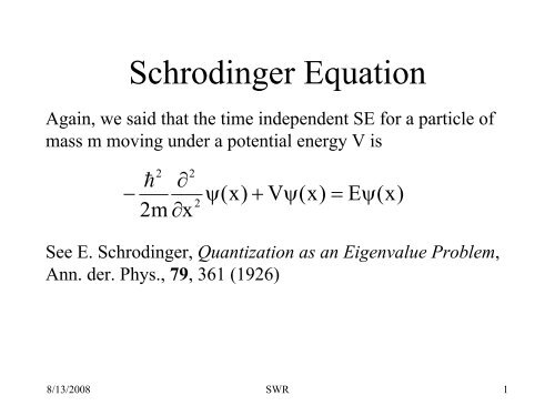 Free Particle Schrodinger Equation