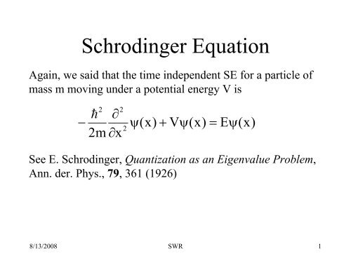 The Schrodinger Equation and the Particle-in-a-Box Problem