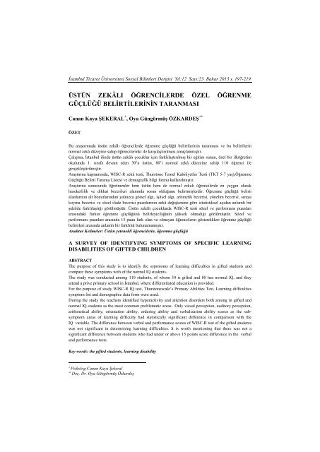 Full Text-PDF - Ä°stanbul Ticaret Ãniversitesi