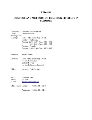 red 4110 content and methods of teaching literacy in schools