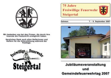 Jubiläumsveranstaltung und Gemeindefeuerwehrtag ... - Steigertal