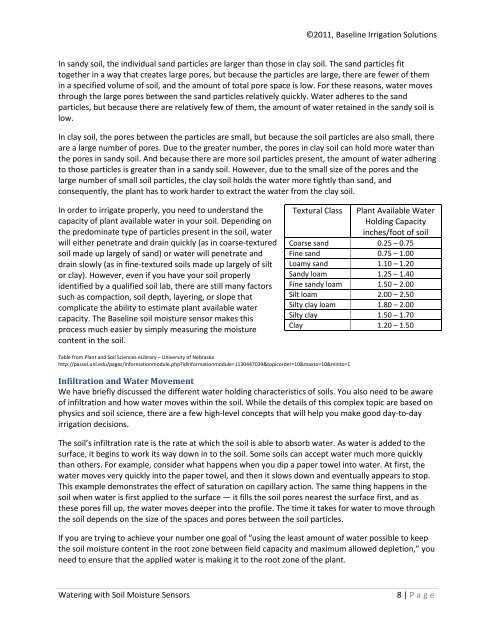 Watering with Soil Moisture Sensors - Baseline Systems