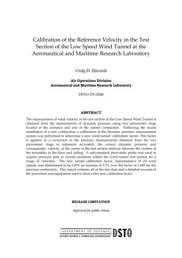 Calibration of the Reference Velocity in the Test - Defence Science ...