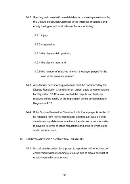 Player Transfer Regulations - South African Football Association