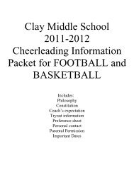 Clay Middle School 2011-2012 Cheerleading Information Packet for ...