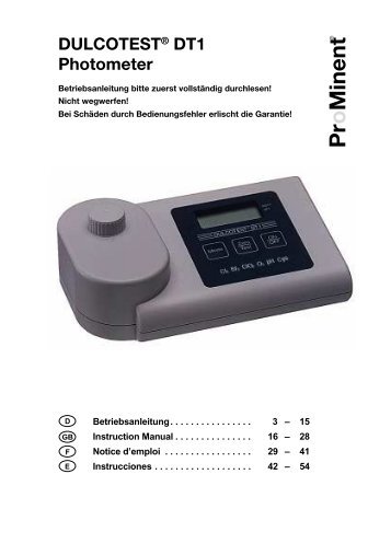 DULCOTESTÂ® DT1 Photometer - ProMinent Canada