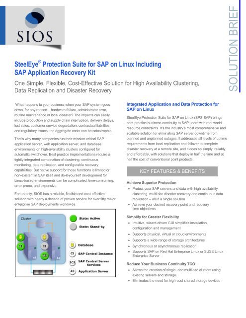 SteelEye Protection Suite for SAP on Linux and Application ... - SIOS