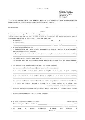 Fac-simile domanda (pdf) - AouCagliari