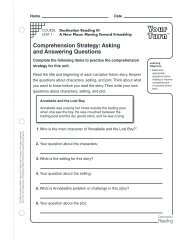 Comprehension Strategy: Asking and Answering Questions