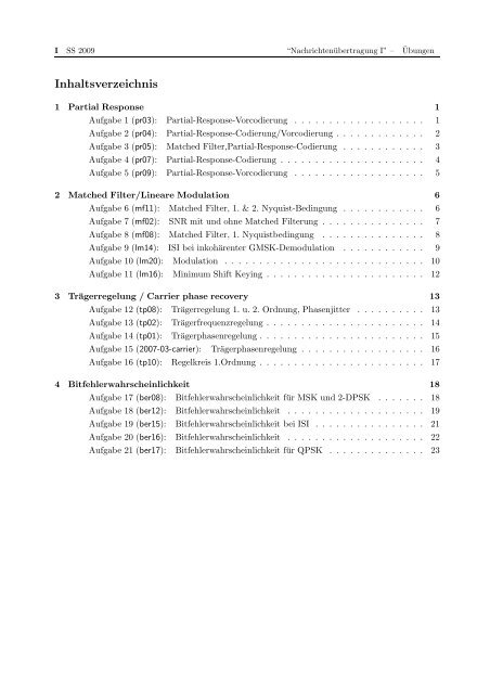 Â¨Ubungen NachrichtenÃ¼bertragung I SS 2009 - UniversitÃ¤t Bremen