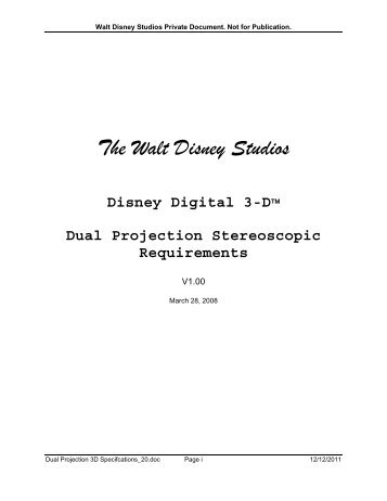 Dual Projection 3D Specifications - Disney Digital Cinema Portal ...