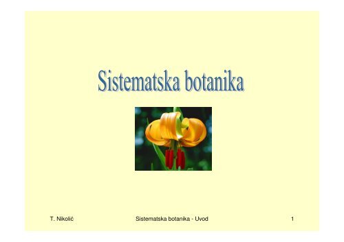 Presnimi predavanje - hirc.botanic.hr, Department of Botany, Faculty ...