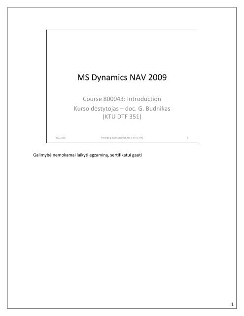 MS Dynamics NAV 2009