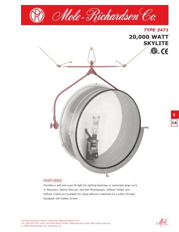 Type 3471 â 20000 Watt Skylite - Mole-Richardson