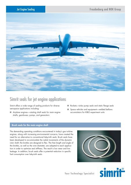 Simrit seals for jet engine applications