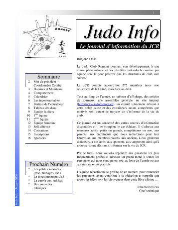 Judo Info juin 2006 - Judo Club Romont
