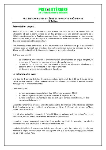 Présentation du Prix littéraire - Arald