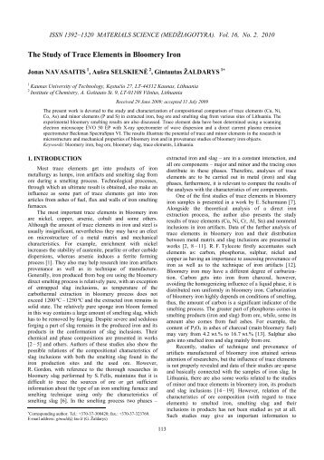 The Study of Trace Elements in Bloomery Iron