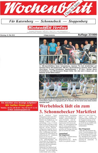 Die Sonderseite im Wochenblatt zum Marktfest 2012 - Schonnebeck