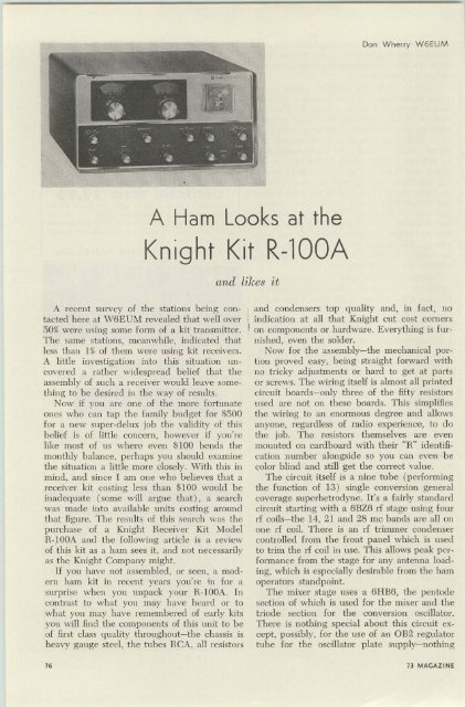 Knight-Kit R-100A - Nostalgic Kits Central
