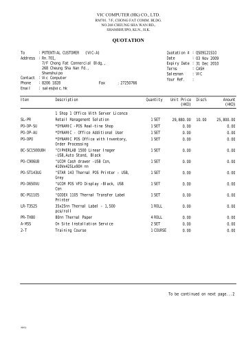 QUOTATION - VIC Computer (HK)