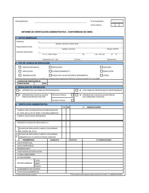 Informe VerificaciÃ³n Administrativa - Conformidad de Obras