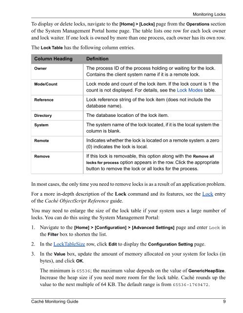 Caché Monitoring Guide - InterSystems Documentation