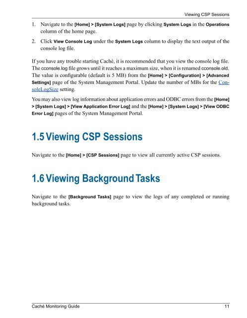 Caché Monitoring Guide - InterSystems Documentation