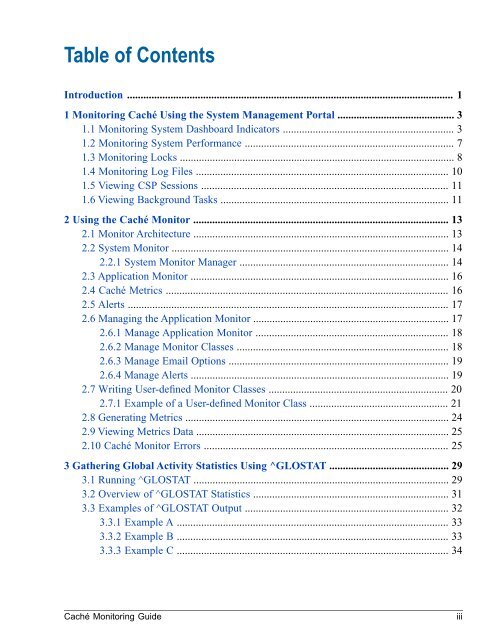 Caché Monitoring Guide - InterSystems Documentation