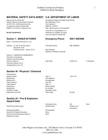 MSDS - Black Phosphate - Regina Fasteners & Tools Ltd