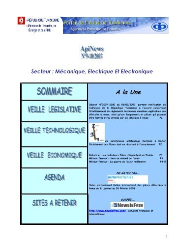Secteur : Mécanique, Electrique Et Electronique A ... - Tunisie industrie
