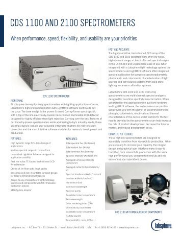 CDS 1100 anD 2100 SpeCtrometerS - Labsphere